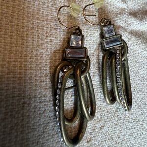 SILPADA KR Modern Maven Brass 2" Drop Dangle Earrings with Swarovski Crystals